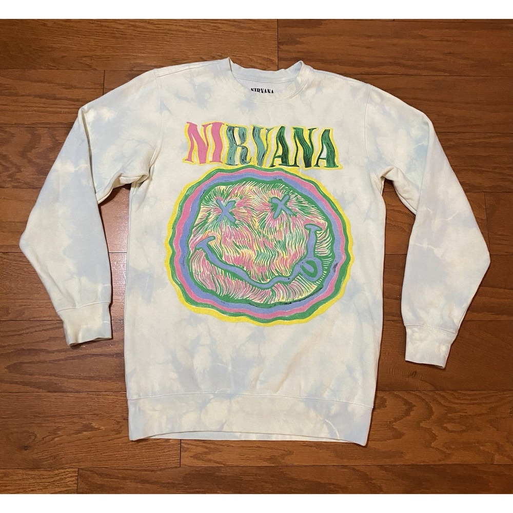 Nirvana Nevermind Grunge Band Oversized Crewneck Sweater Made In USA Size S/M